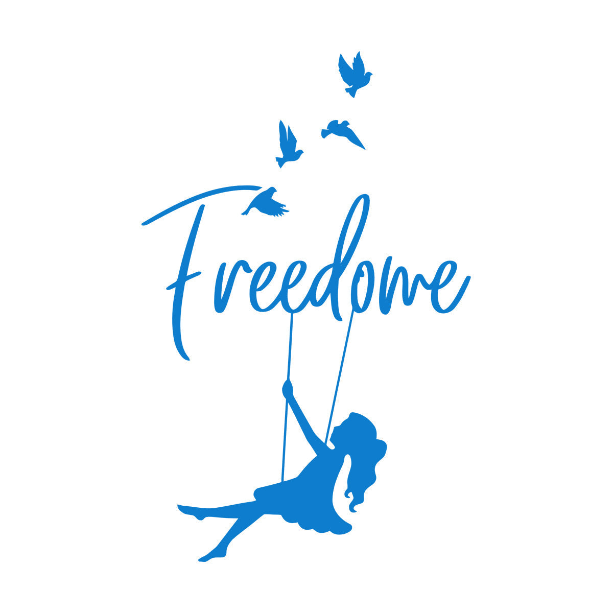 Wall Stickers Paster Paper Freedom Swing Girl Birds Dreams Self Adhesive