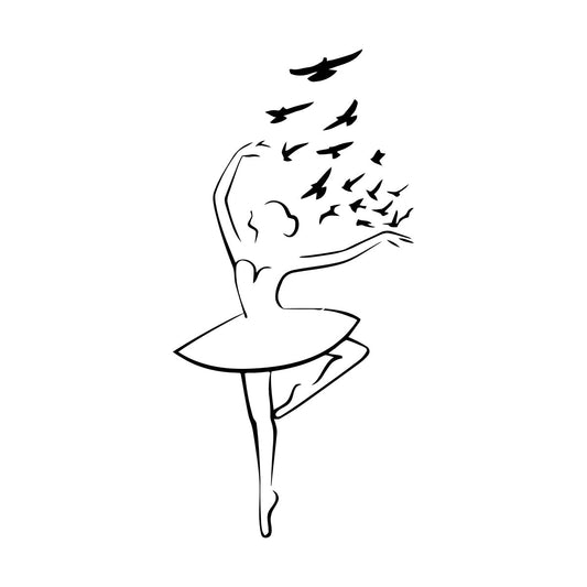 Fine Carving Decals Girl Ballerina Dance Pose Ballet Studio Birds Patterns Easy Installation