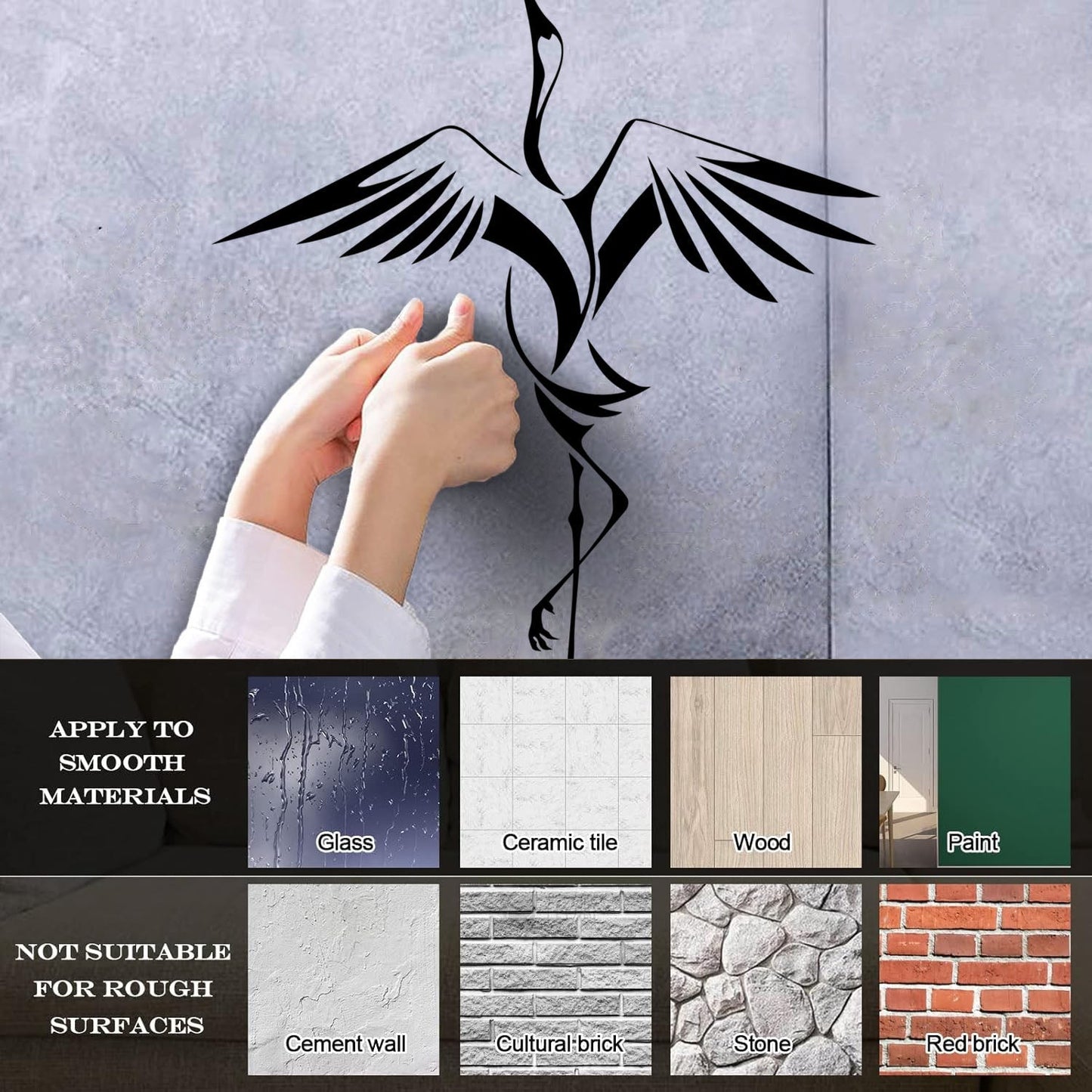 Heron Japanese Asian Bird Wings Wall Decals Wall Beautification