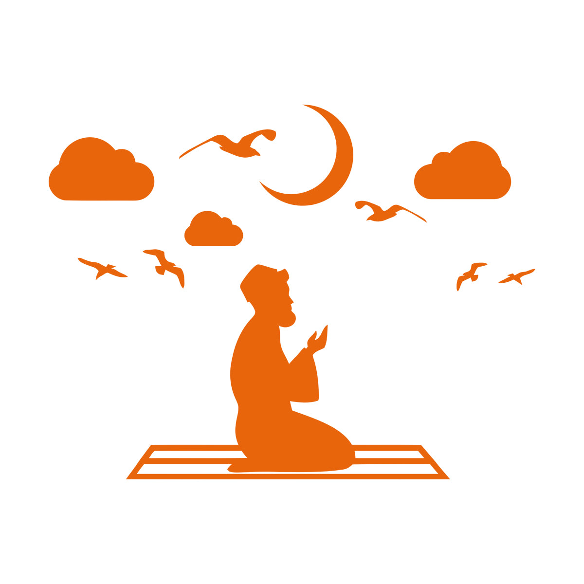 Fine Carving Stickers Islam Muslim Moon Prayer Religion Birds Sky Removable Without Leaving Glue