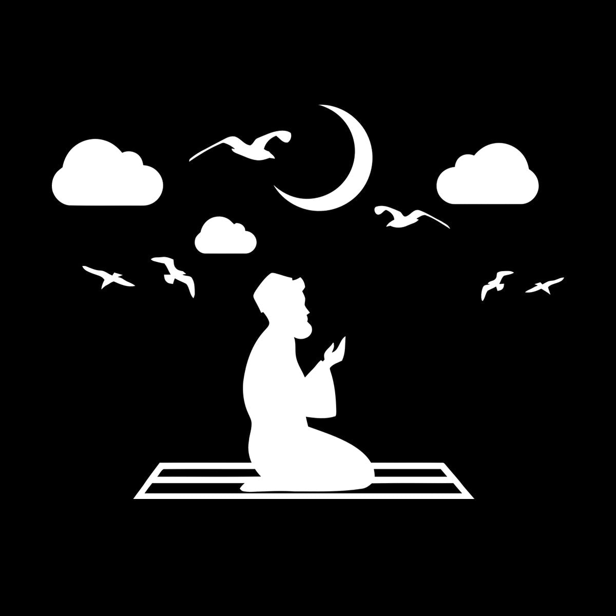 Fine Carving Stickers Islam Muslim Moon Prayer Religion Birds Sky Removable Without Leaving Glue