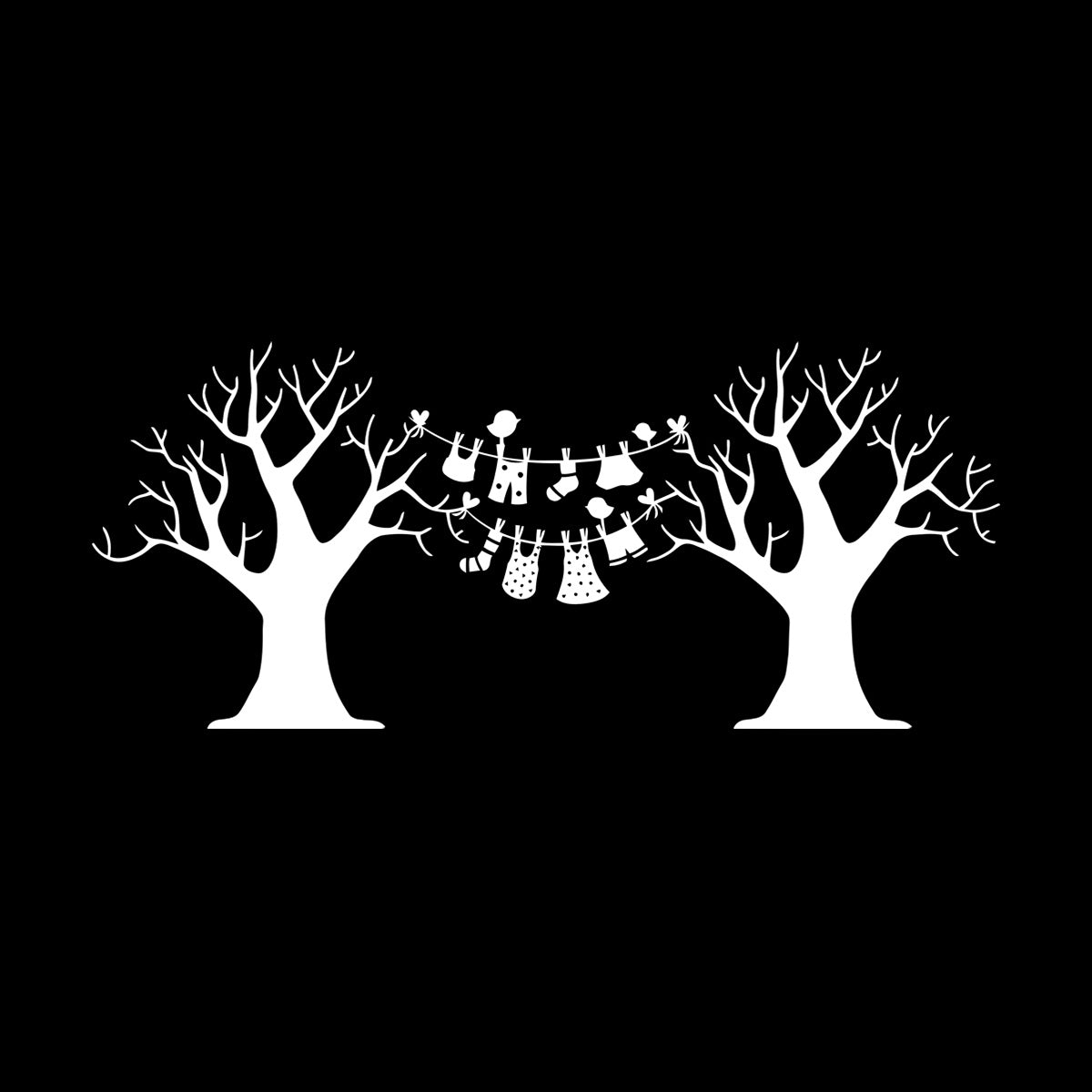 Wall Decals Pvc Laundry Dry Cleaning Wash Clothes Birds Trees Art Mural Painting