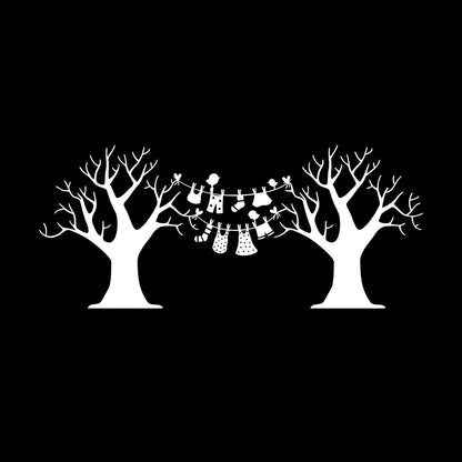 Wall Decals Pvc Laundry Dry Cleaning Wash Clothes Birds Trees Art Mural Painting