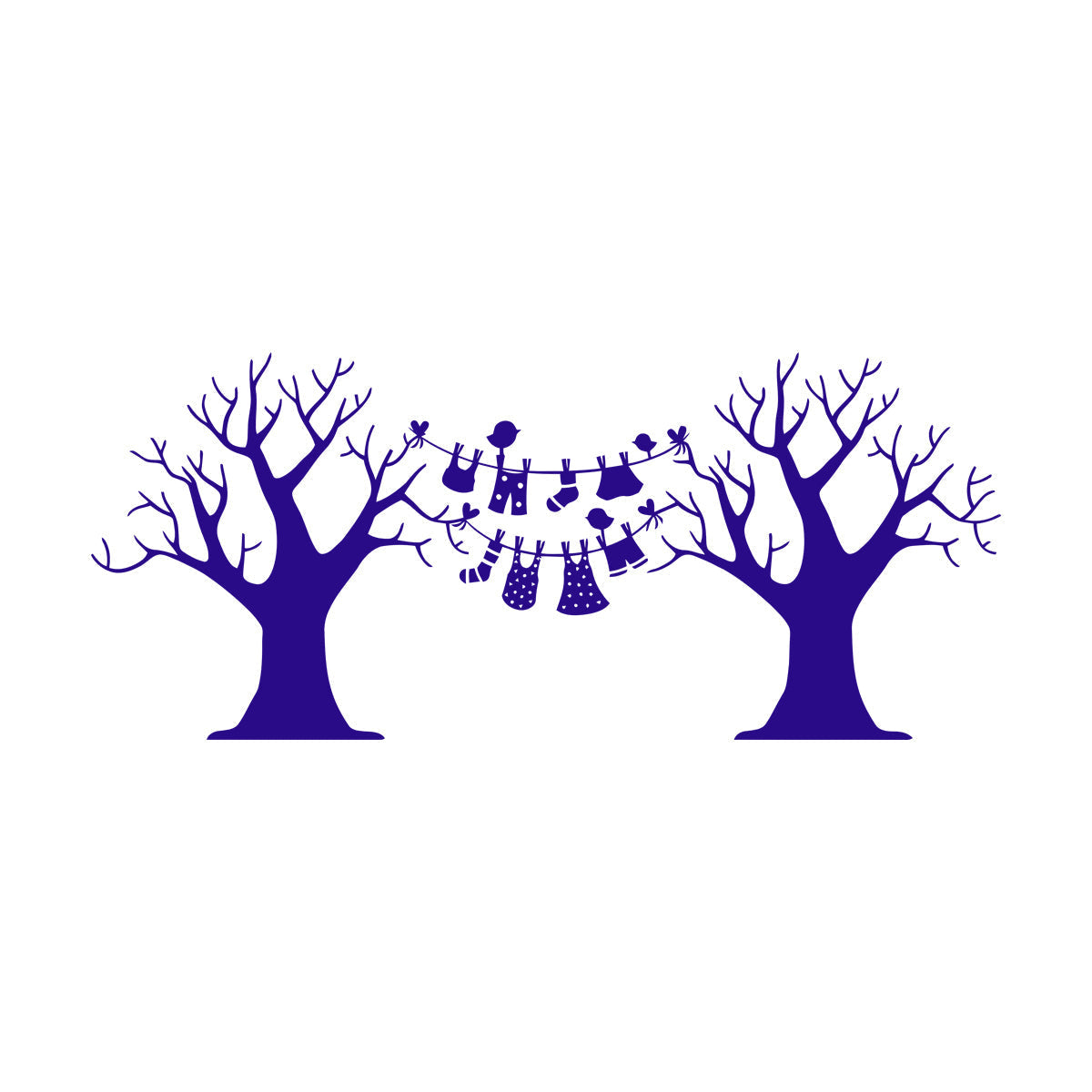 Wall Decals Pvc Laundry Dry Cleaning Wash Clothes Birds Trees Art Mural Painting