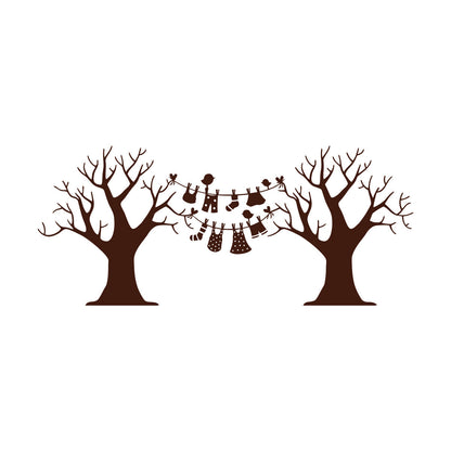 Wall Decals Pvc Laundry Dry Cleaning Wash Clothes Birds Trees Art Mural Painting