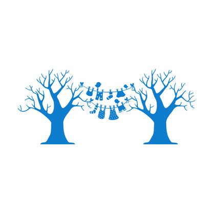 Wall Decals Pvc Laundry Dry Cleaning Wash Clothes Birds Trees Art Mural Painting