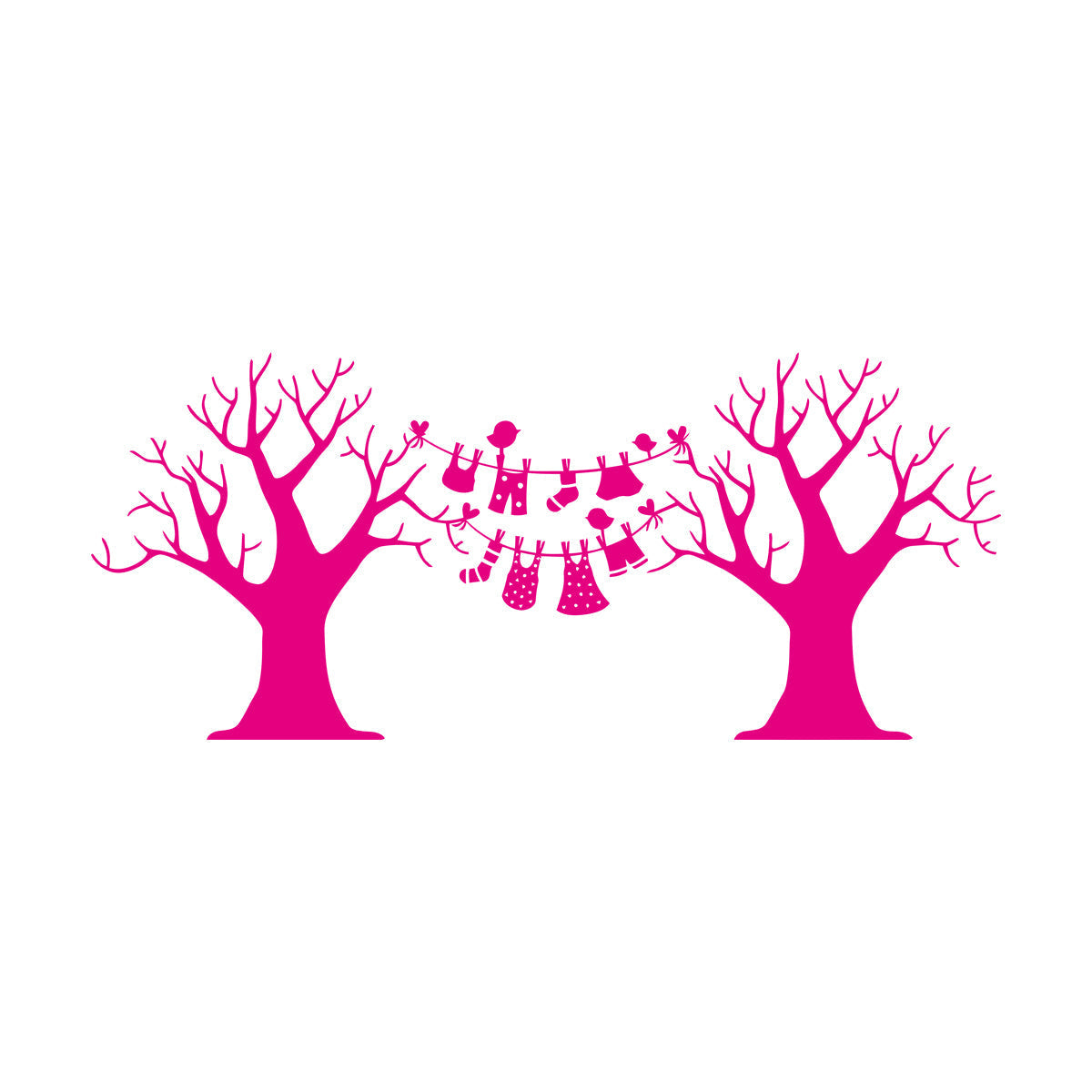 Wall Decals Pvc Laundry Dry Cleaning Wash Clothes Birds Trees Art Mural Painting