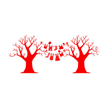 Wall Decals Pvc Laundry Dry Cleaning Wash Clothes Birds Trees Art Mural Painting