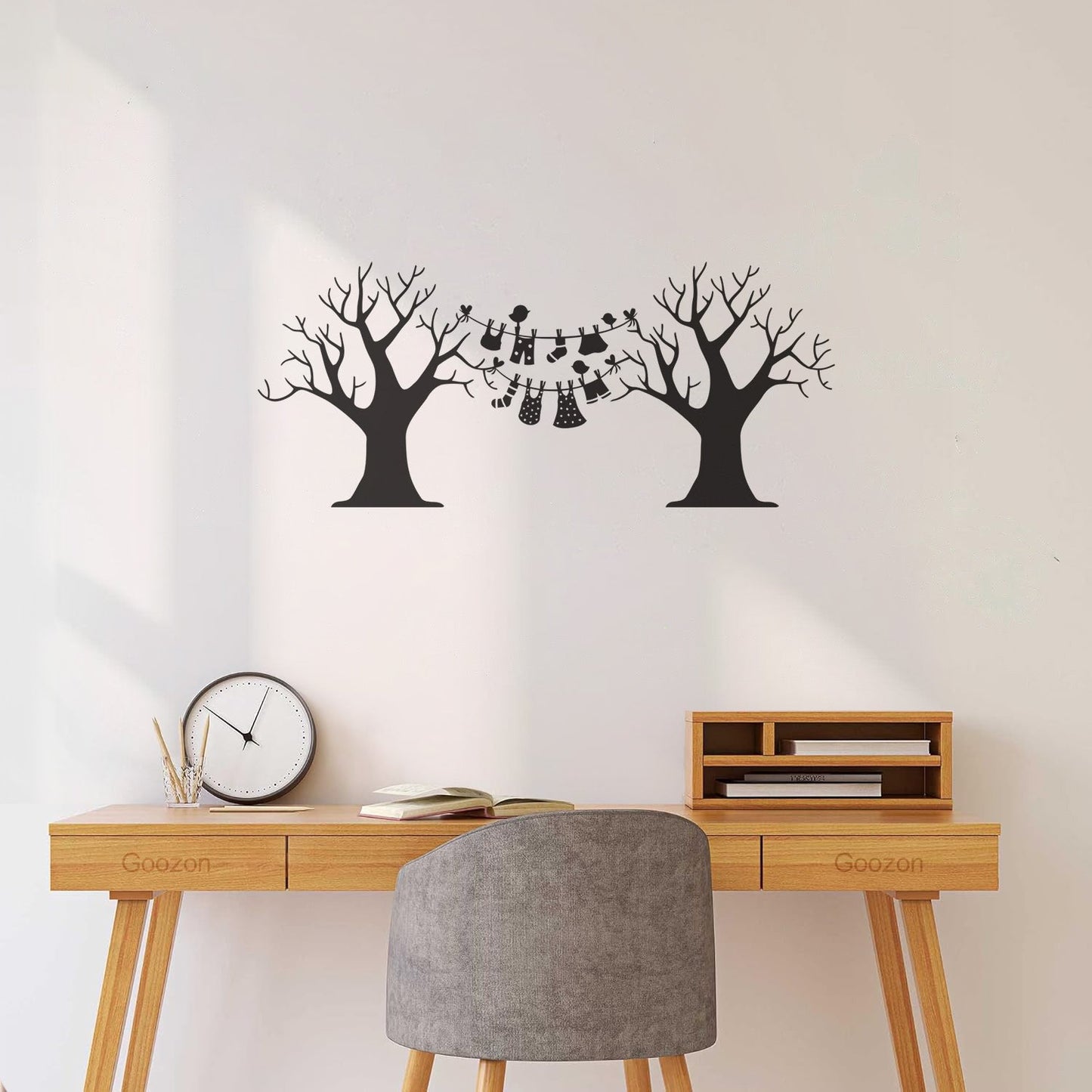 Wall Decals Pvc Laundry Dry Cleaning Wash Clothes Birds Trees Art Mural Painting
