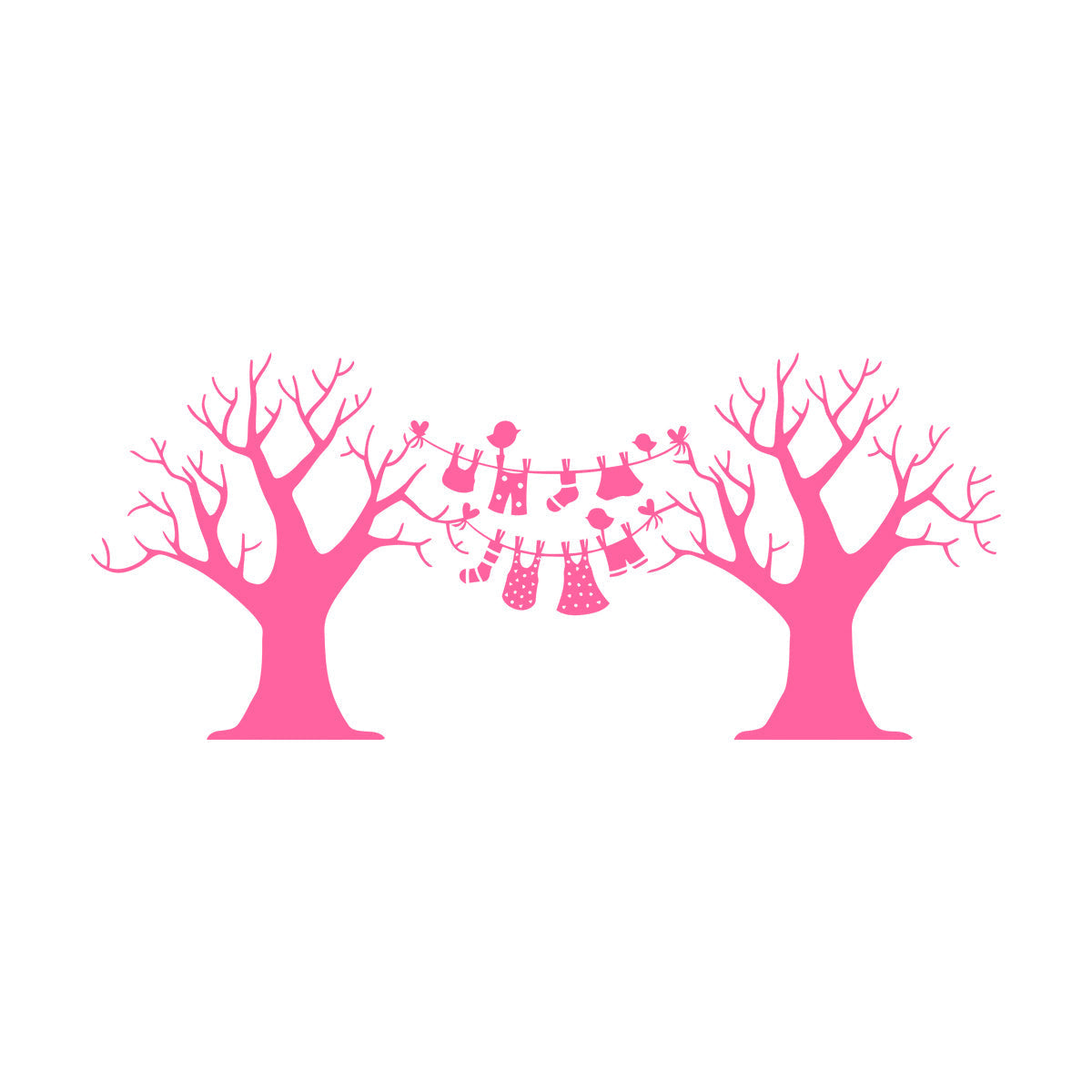 Wall Decals Pvc Laundry Dry Cleaning Wash Clothes Birds Trees Art Mural Painting