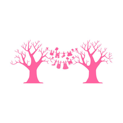 Wall Decals Pvc Laundry Dry Cleaning Wash Clothes Birds Trees Art Mural Painting