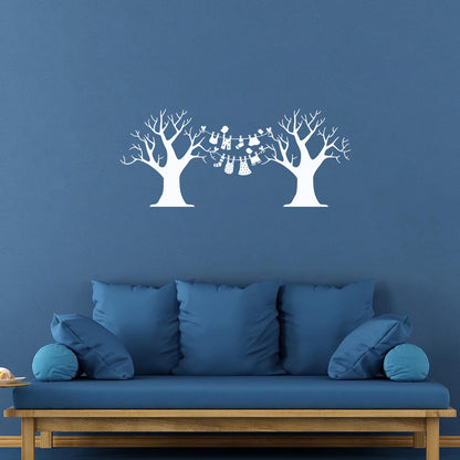 Wall Decals Pvc Laundry Dry Cleaning Wash Clothes Birds Trees Art Mural Painting