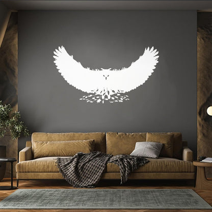 Engraving Stickers Mouse Owl Predator Bird Feathers Wings Self Adhesive