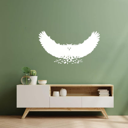 Engraving Stickers Mouse Owl Predator Bird Feathers Wings Self Adhesive