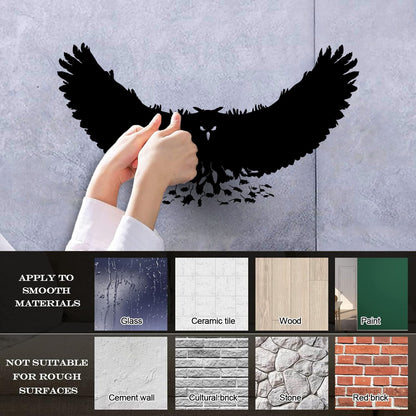 Engraving Stickers Mouse Owl Predator Bird Feathers Wings Self Adhesive