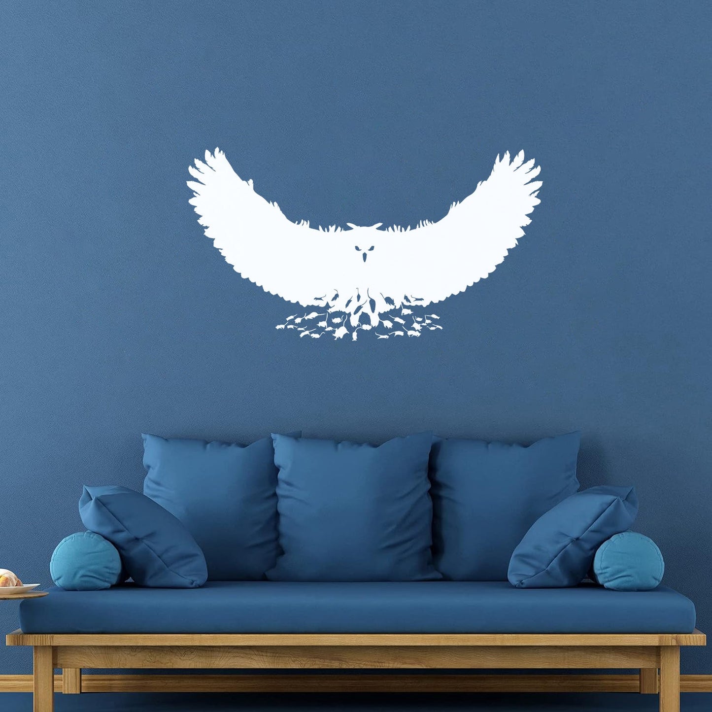 Engraving Stickers Mouse Owl Predator Bird Feathers Wings Self Adhesive