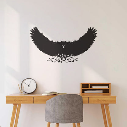 Engraving Stickers Mouse Owl Predator Bird Feathers Wings Self Adhesive