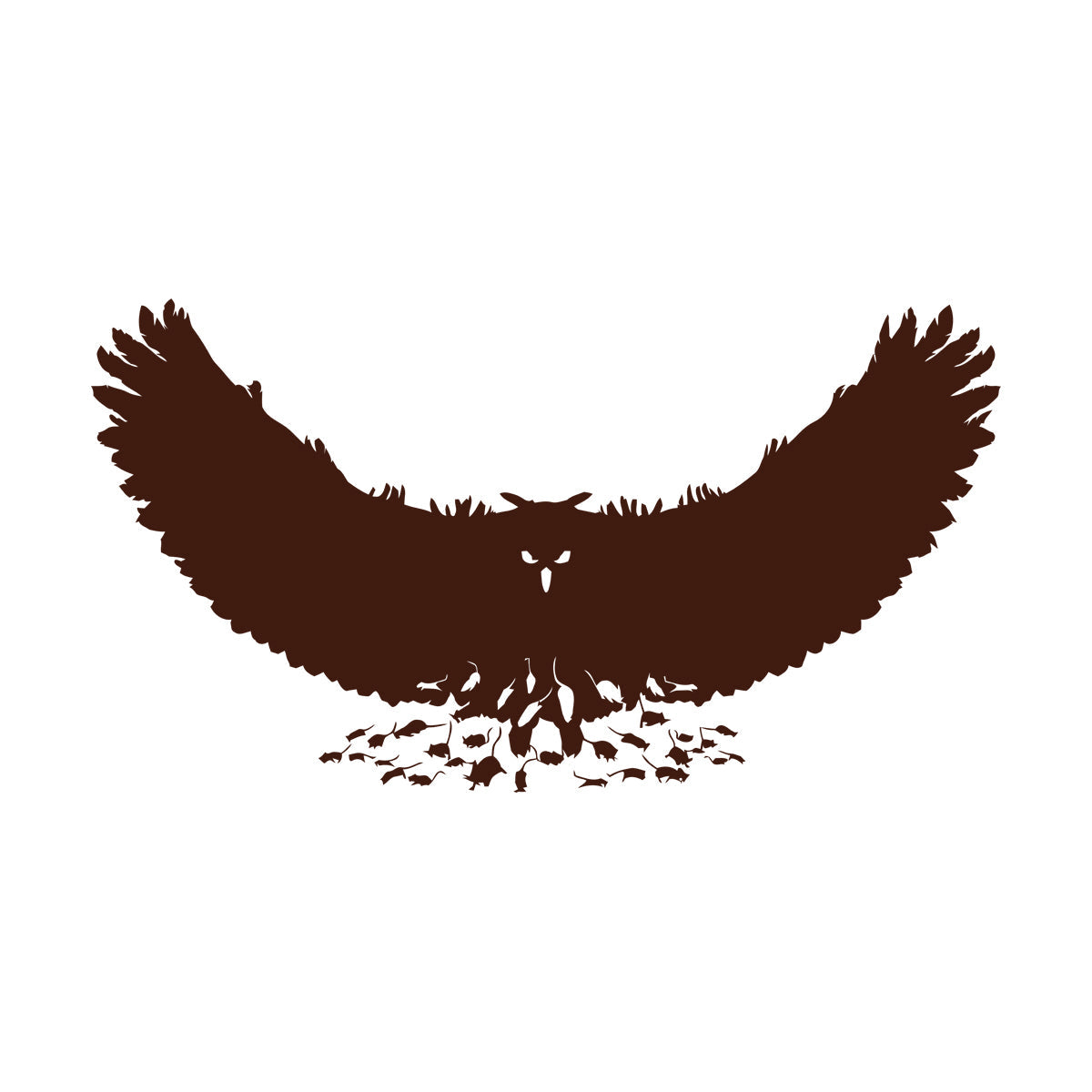 Engraving Stickers Mouse Owl Predator Bird Feathers Wings Self Adhesive