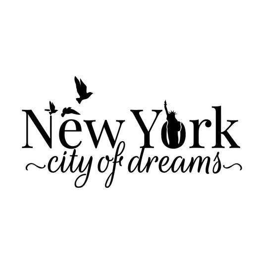 Wall Decals Paster Paper Ny New York City Of Dreams Statue Of Liberty Birds Easy Installation