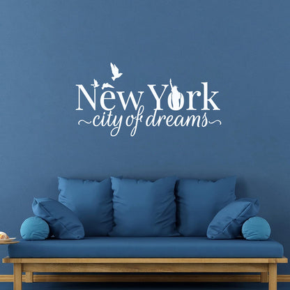 Wall Decals Paster Paper Ny New York City Of Dreams Statue Of Liberty Birds Easy Installation