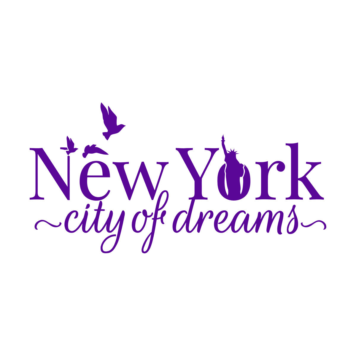 Wall Decals Paster Paper Ny New York City Of Dreams Statue Of Liberty Birds Easy Installation