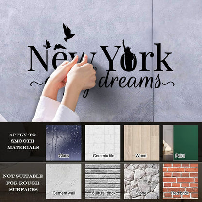 Wall Decals Paster Paper Ny New York City Of Dreams Statue Of Liberty Birds Easy Installation