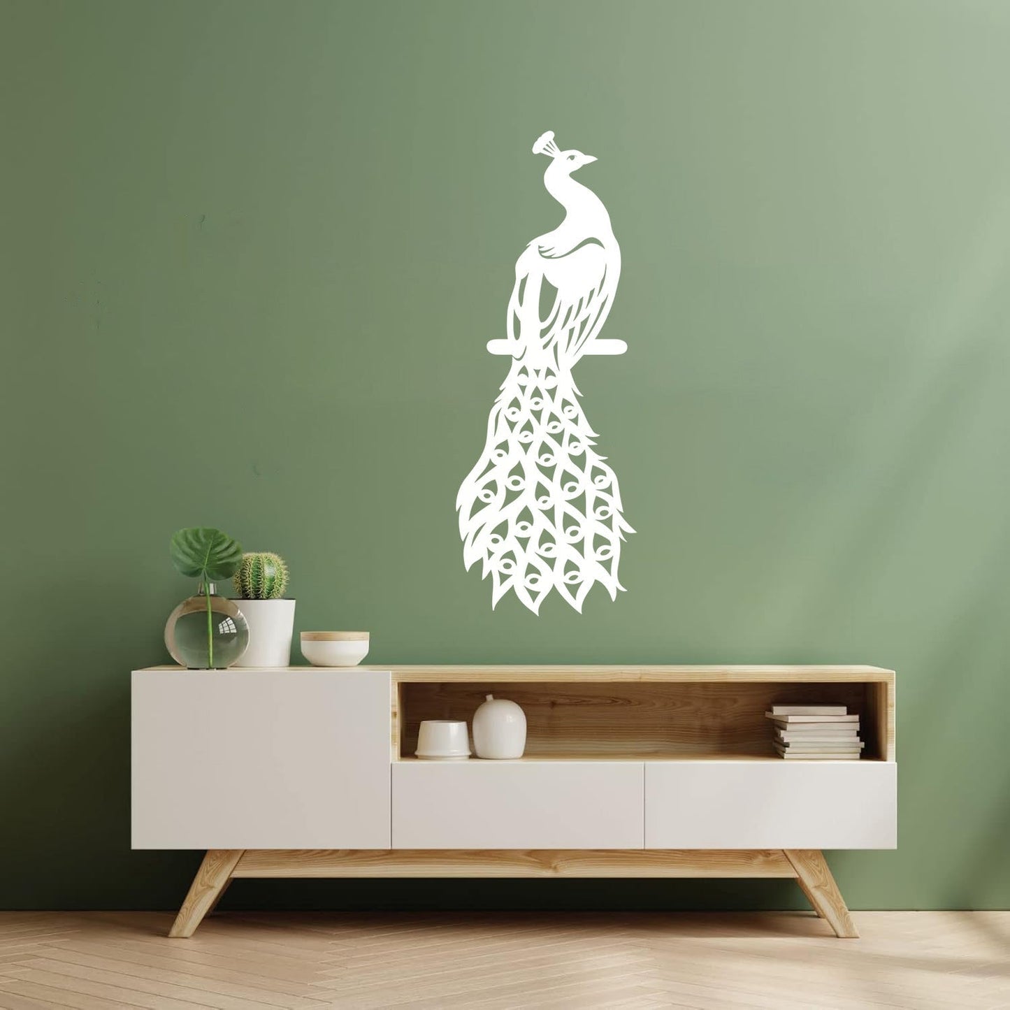 Wall Decals Pvc Peacock Fairy Birds Beautiful Feathers Removable Without Leaving Glue