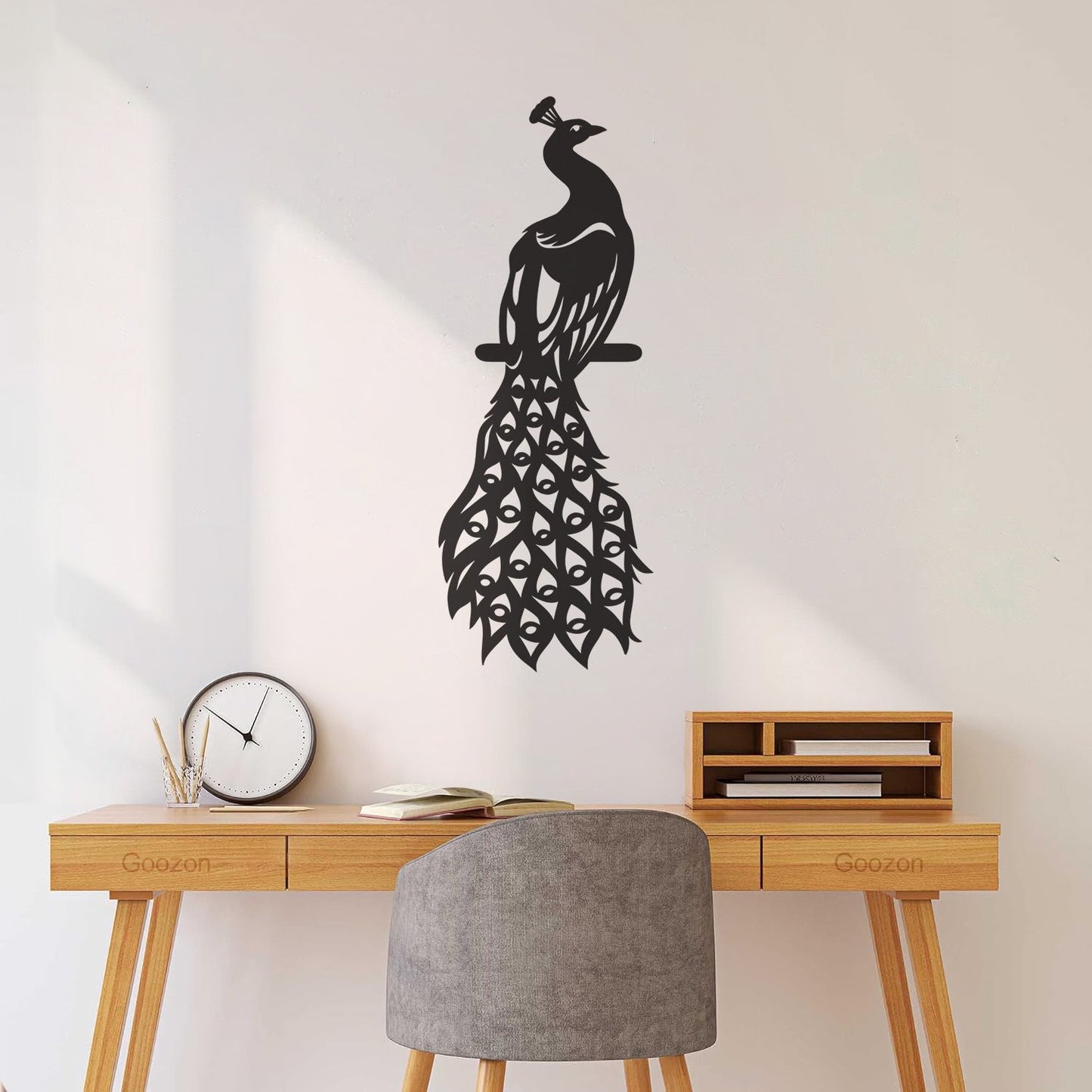 Wall Decals Pvc Peacock Fairy Birds Beautiful Feathers Removable Without Leaving Glue