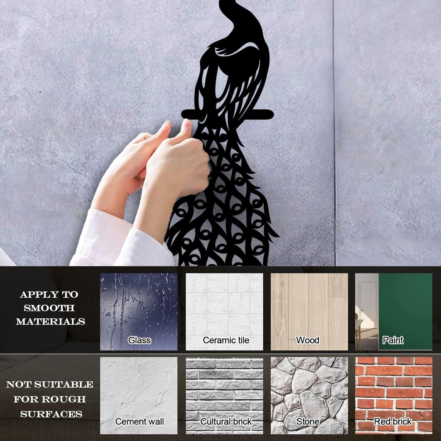 Wall Decals Pvc Peacock Fairy Birds Beautiful Feathers Removable Without Leaving Glue