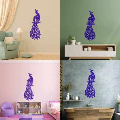 Wall Decals Pvc Peacock Fairy Birds Beautiful Feathers Removable Without Leaving Glue