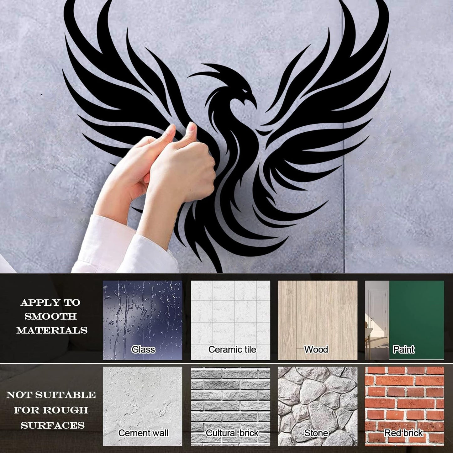Wall Stickers Paster Paper Phoenix Rising Flying Bird Tattoo Waterproof