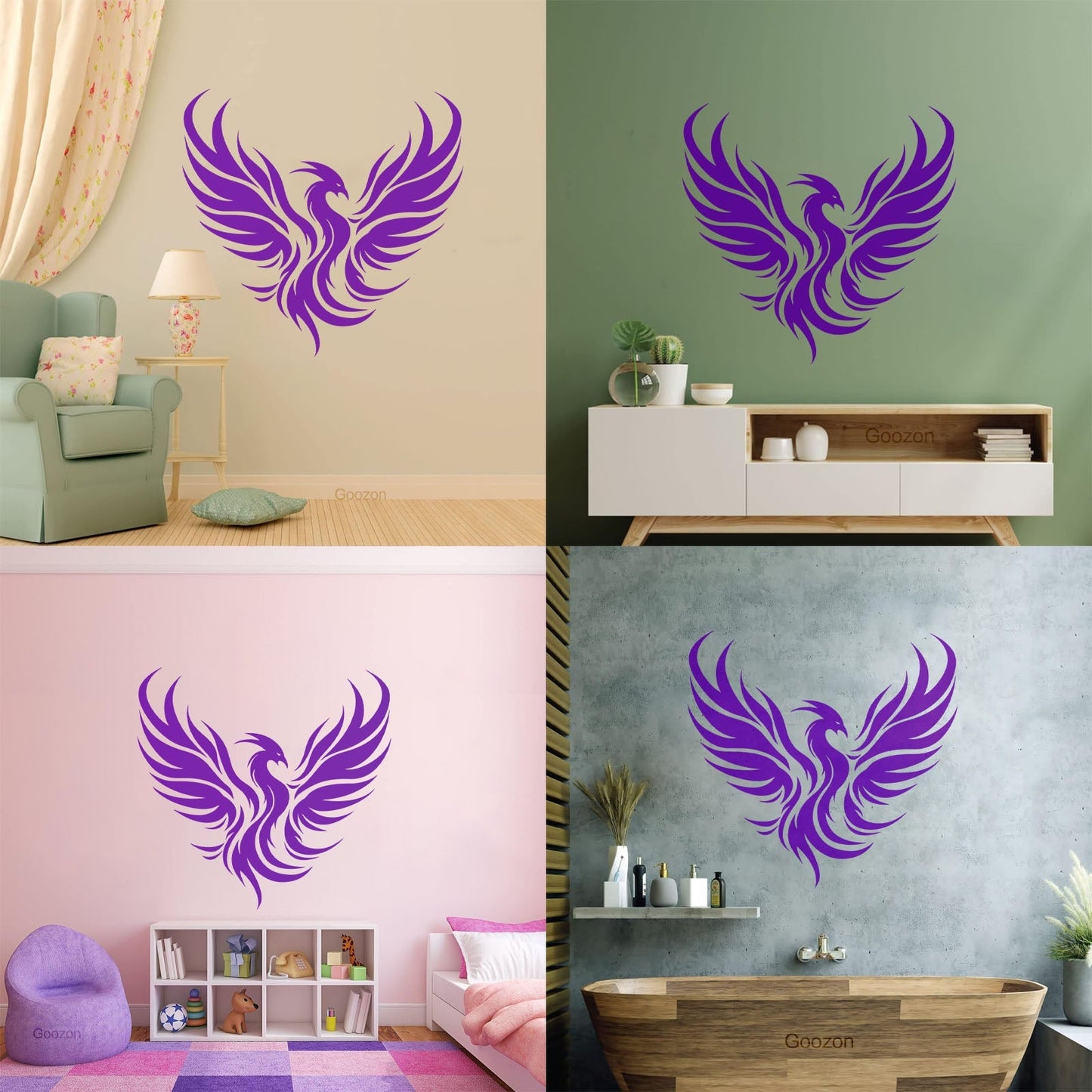 Wall Stickers Paster Paper Phoenix Rising Flying Bird Tattoo Waterproof