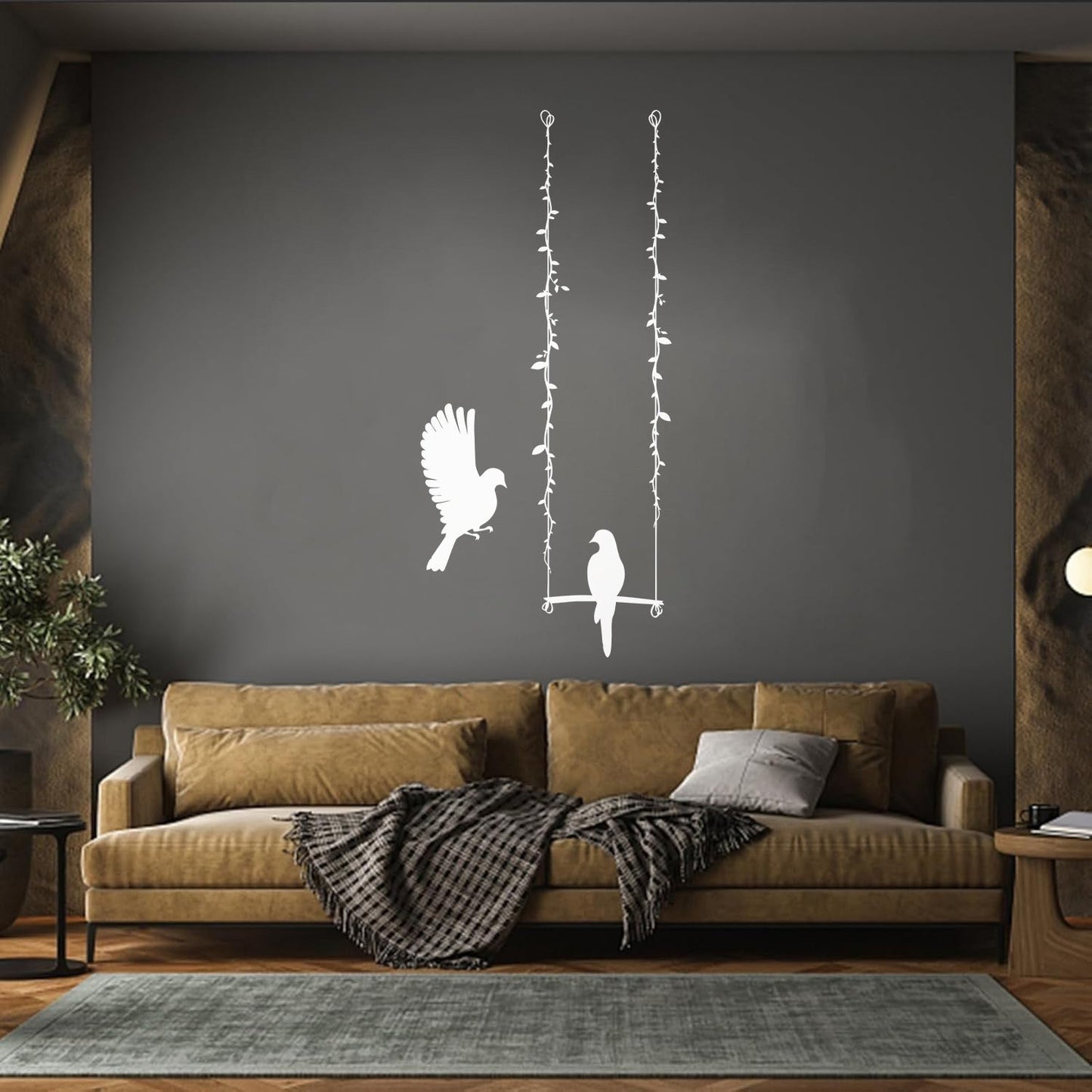 Fine Carving Stickers Pigeons Couple Birds On Swing Dove Romance Personalized Customization