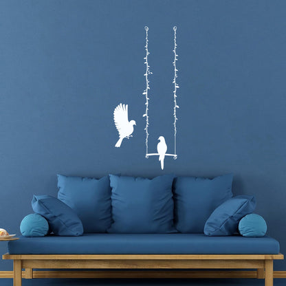 Fine Carving Stickers Pigeons Couple Birds On Swing Dove Romance Personalized Customization