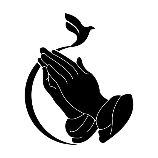 Fine Carving Decals Praying Holding Hands Religion Abstract Flying Bird Art Decoration