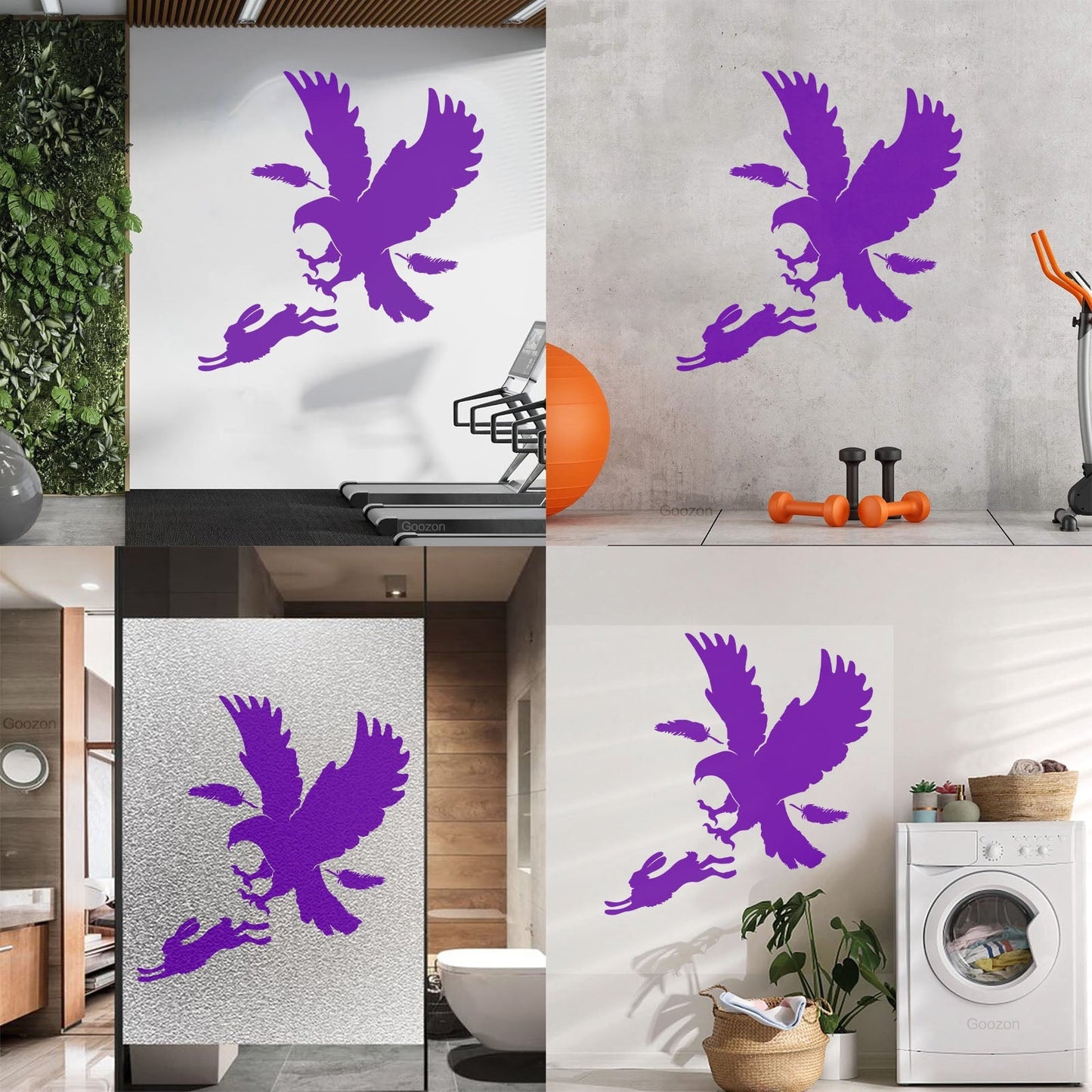 Vinyl Art Sticker Predator Bird Feather Eagle Hare Rabbit Hunting Wall Beautification