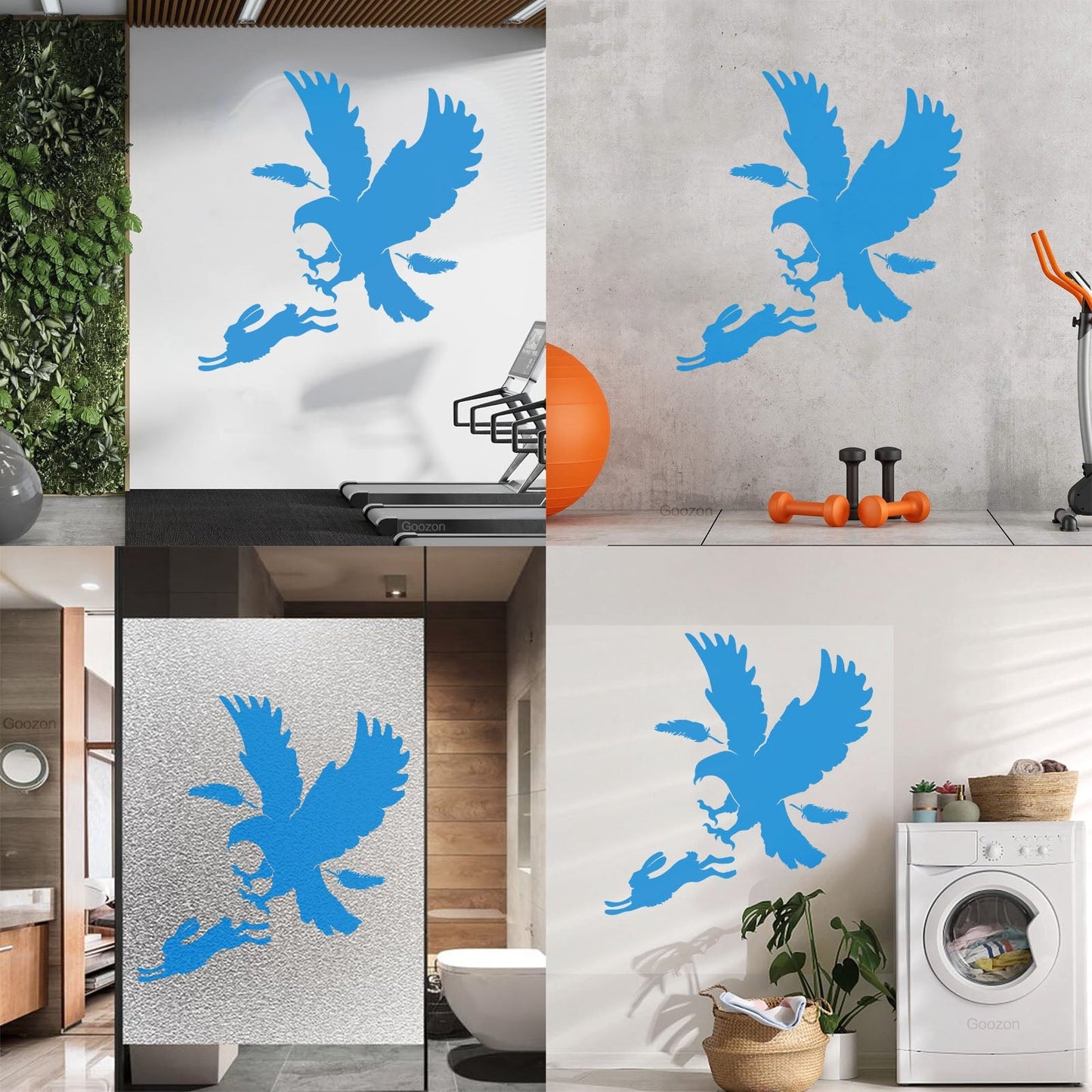 Vinyl Art Sticker Predator Bird Feather Eagle Hare Rabbit Hunting Wall Beautification