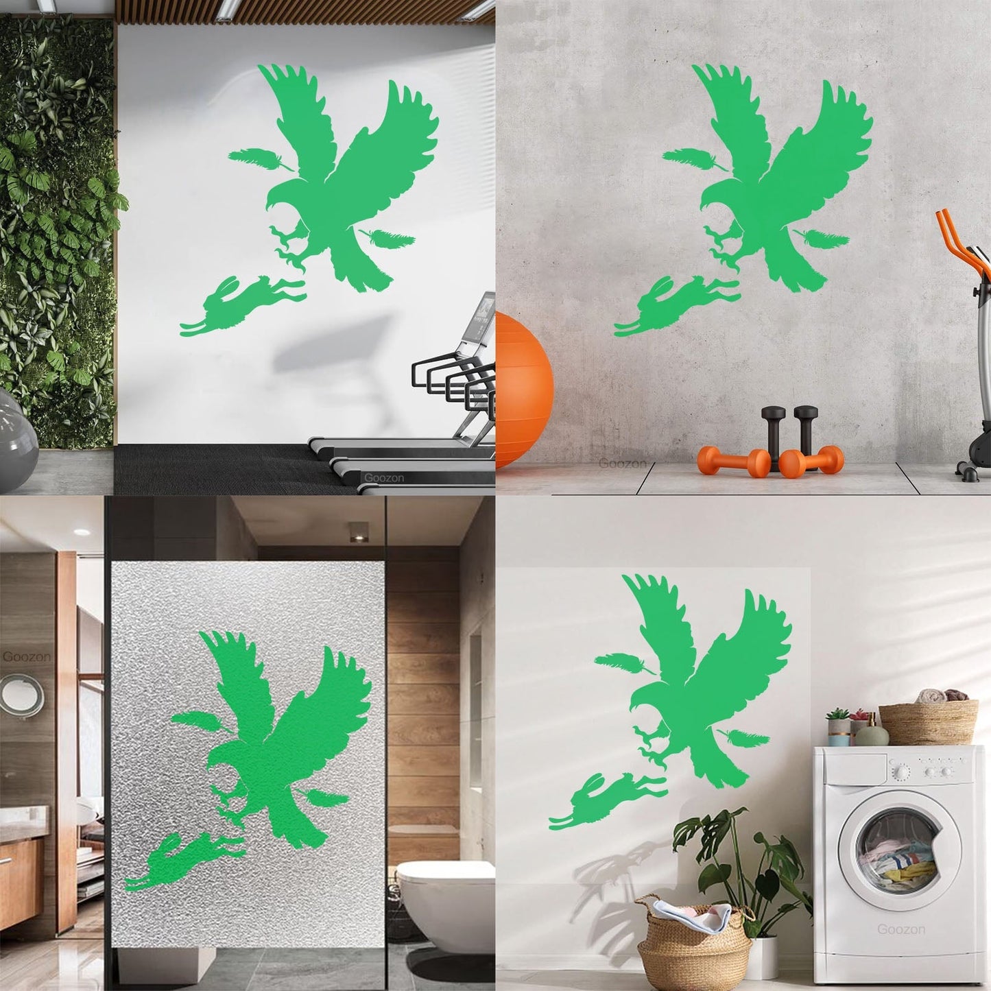 Vinyl Art Sticker Predator Bird Feather Eagle Hare Rabbit Hunting Wall Beautification