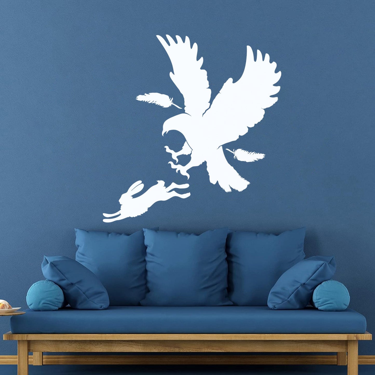Vinyl Art Sticker Predator Bird Feather Eagle Hare Rabbit Hunting Wall Beautification