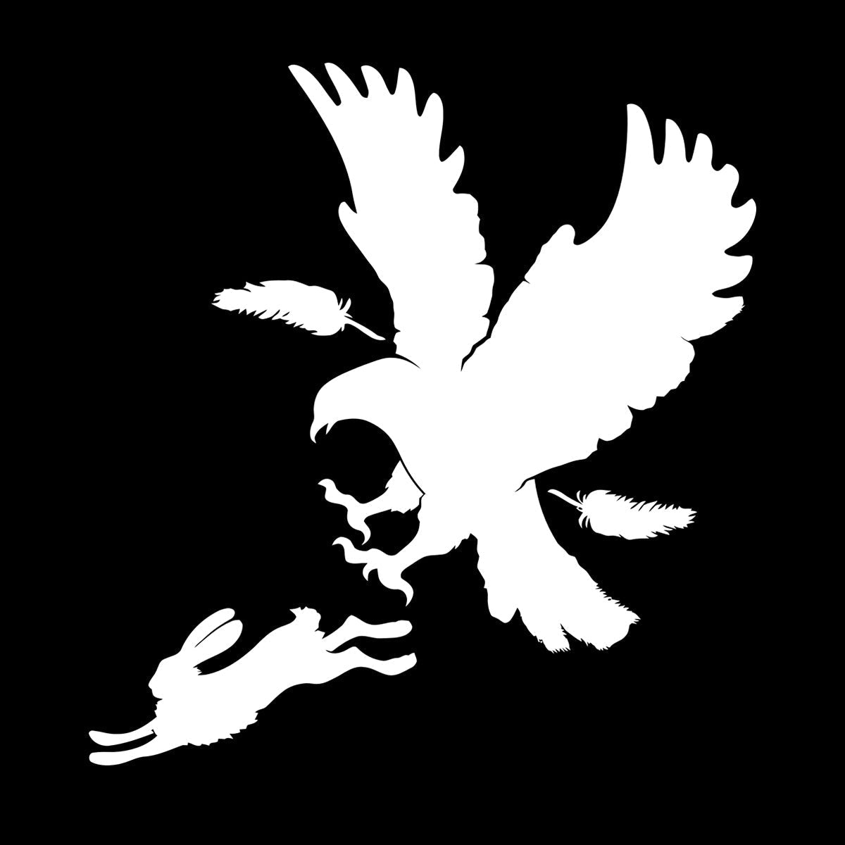 Vinyl Art Sticker Predator Bird Feather Eagle Hare Rabbit Hunting Wall Beautification