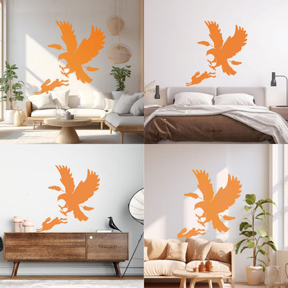 Vinyl Art Sticker Predator Bird Feather Eagle Hare Rabbit Hunting Wall Beautification