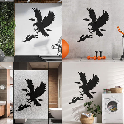 Vinyl Art Sticker Predator Bird Feather Eagle Hare Rabbit Hunting Wall Beautification