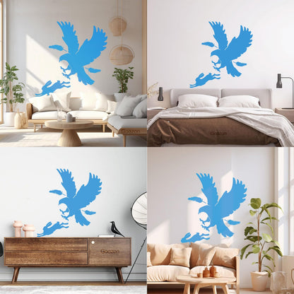Vinyl Art Sticker Predator Bird Feather Eagle Hare Rabbit Hunting Wall Beautification
