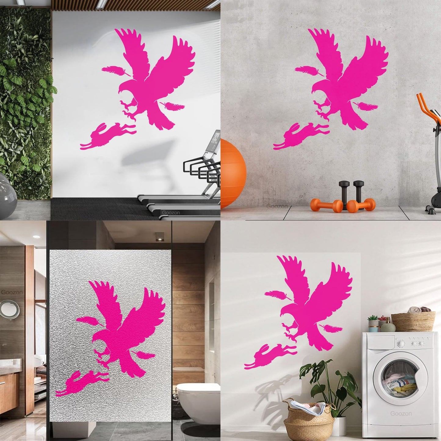 Vinyl Art Sticker Predator Bird Feather Eagle Hare Rabbit Hunting Wall Beautification