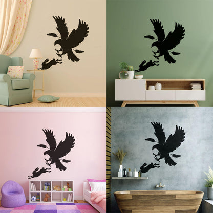 Vinyl Art Sticker Predator Bird Feather Eagle Hare Rabbit Hunting Wall Beautification