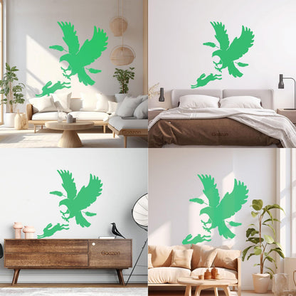 Vinyl Art Sticker Predator Bird Feather Eagle Hare Rabbit Hunting Wall Beautification