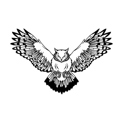 Wall Decals Pvc Owl Predatory Hunting Bird Flying Wings Glass Stickers