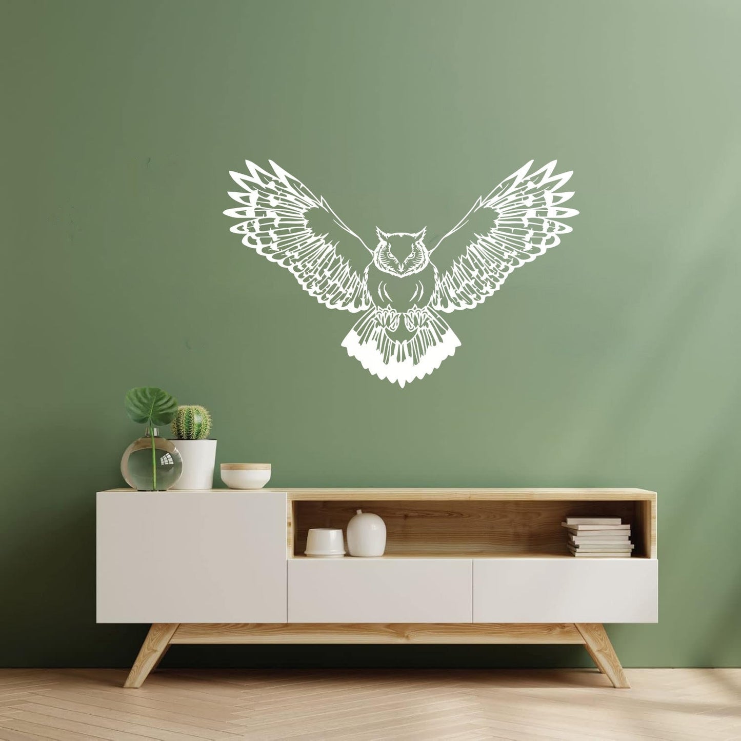 Wall Decals Pvc Owl Predatory Hunting Bird Flying Wings Glass Stickers