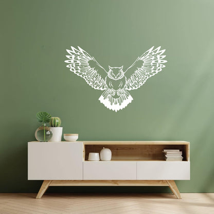 Wall Decals Pvc Owl Predatory Hunting Bird Flying Wings Glass Stickers