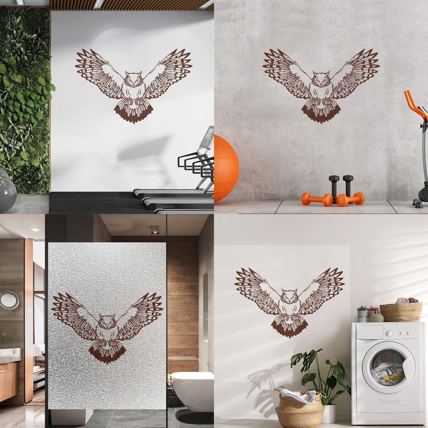 Wall Decals Pvc Owl Predatory Hunting Bird Flying Wings Glass Stickers